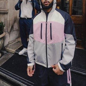 사용자 정의 남여 공용 윈드 브레이커 패션 운동복 남여 공용 폴리에스터 방수 집업 재킷 핑크 운동복 세트 나일론 럭셔리 운동복 - Product Image 4