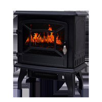 Chauffage de cheminée électrique autoportant de style européen à deux portes avec matériau métallique à flamme simulée 3D pour usage domestique