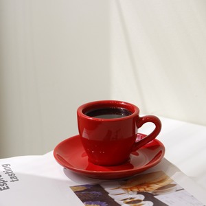Gốm cà phê và tách trà và chiếc đĩa thiết lập tùy chỉnh màu sắc biểu tượng cấp thực phẩm chứng nhận hiện đại cho quán cà phê Quà Tặng Màu Đỏ - Product Image 2
