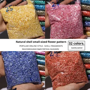 Mosaïque de coquillages naturels de petite taille 2-3mm, forme irrégulière, procédé de teinture, pour nail art, bijoux faits main, vêtements, autocollants, broches, épingles à cheveux - Product Image 4