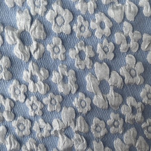 Telas Textiles Jacquard con Relieve, 100% Poliéster, para Confección de Vestidos Jacquard de Manga Corta con Detalles Calados para Mujer - Product Image 1