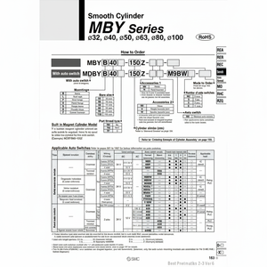 SMC Pneumatics Cylindre lisse MDBYB63-300Z Pièces pneumatiques - Product Image 1