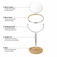 SY Double Face 360 °   Miroir de maquillage rotatif en bambou rond pour table, pour femme