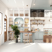 Vitrines en bois éclairées par LED personnalisées en usine, créez un style café chaleureux avec des étagères et des vitrines sur mesure pour la vente au détail