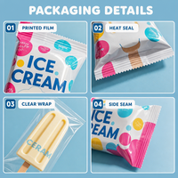 Sacs d'emballage personnalisés en film d'aluminium coloré de qualité alimentaire, thermoscellables, pour aliments surgelés, bâtonnets glacés et crèmes glacées