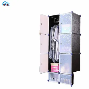 Armário de plástico com 6 cubos montados diy, armário de guarda-roupas, organizador de armazenamento de formas ajustáveis