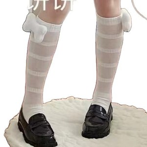 White Bone-In Leggings Slouch <b>Socks</b> Anime <b>Cartoon</b> Women Breathable Sweat-Absorbing Youth 18-40 Summer JK Style - Product Image 4