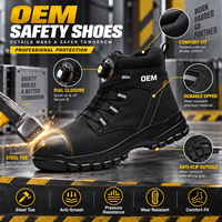 Bottes de sécurité montantes à boucle rotative, embout en acier anti-écrasement, résistantes à l'usure, pour entrepôt, construction, travail industriel, OEM