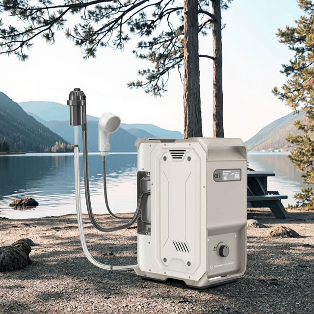 Powerhino Portable Propane Tankless Water Heater Rechargeable 7800 MAh Battery Camping Shower Hot Water Heater for Camping RV