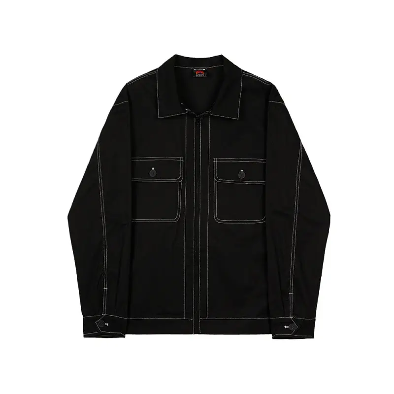 Men's Handsome Spring Autumn Korean Black Khaki Comfortable Windproof Keep Nice Warm High Quality Zipper Large Pocket Jacket