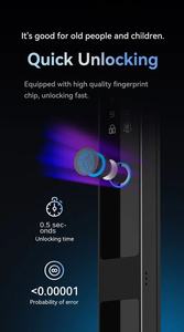 फेस रिकग्निशन फ्रंट वाटरप्रूफ ip65 स्वचालित स्लिम स्मार्ट एल्यूमीनियम दरवाजा लॉक 3592 यूरो मोरेटिज़ - Product Image 3
