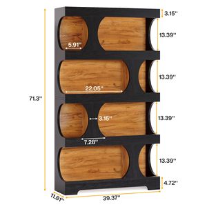 Bibliothèque moderne en bois SENYU avec 4 étagères et panneau arrière, rangement gain de place pour chambre et salon, design contemporain - Product Image 2