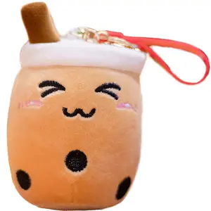Songshan Toys Wholesale Kawaii Bubble Tea Plush 10cm Mini Milk Tea Cup Plush Toys Bag Pendant Stuffed Doll Boba Keychain Gift