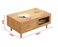 Table basse carrée en bois de style farmhouse moderne avec 1 porte et 1 tiroir de rangement pour petits appartements et usage domestique