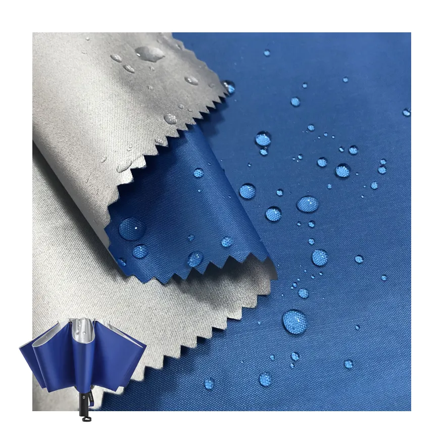 100% polyester su geçirmez pu kaplı gümüş şemsiye kumaş uv dayanıklı malzeme