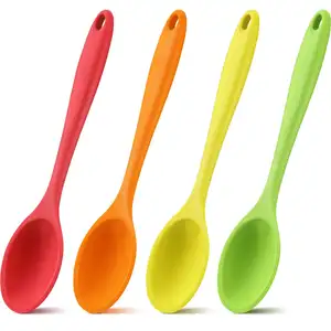 2024 Food Grade 4 Pieces Silicone Baking Serving Stirring Heat Resistant Basting Utensil Non Stick Spoon