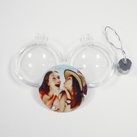 Topjlh 9cm Weihnachtskugel aus Kunststoff für Sublimation mit Metalleinsatz für Individuell Bedruckte Weihnachtsbaum-Dekoration Geschenk