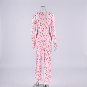 QINSI 2026 Primavera Pigiama Femminile con Stampa Floreale, Set Tre Pezzi Rosa e Bianco con Lingerie Sexy - Product Image 5