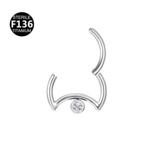 Pendientes de Aro para Nariz con Forma Geométrica de Luna y Ojo de Caballo, de Cristal de Tungsteno F136, para Septum, <span class=keywords><strong>Tragus</strong></span>, Hélix, Joyería para Piercings - Product Image 3