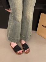 Sandales plates décontractées pour femme, style créateur, bleu clair, à deux brides, bout ouvert, pour la plage et la marche quotidienne