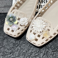 Nouvelles chaussures coréennes en gelée pour accessoires, ornements de chaussures en cristal haut de gamme, perles, paillettes, fleurs, fabrication artisanale complexe