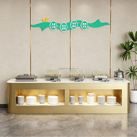 Comptoir de service buffet commercial avec plateau en marbre et armoire de rangement pour hôtel, cantine, restaurant