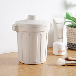 Mini Desktop Trash Can With Lid Cylindrical PP Storage Bucket For Office Indoor Use Minimalist Style - Product Image 1