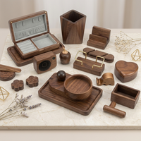 Boîte de rangement pour bijoux en bois massif de noyer poli pour bagues et bagues de doigt, style moderne, multifonction, rangement de bureau et de table