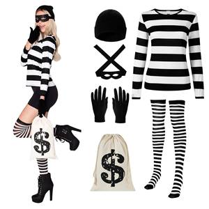 Disfraz de ladrona neutra para mujer de Halloween con accesorios para fiesta de adultos, conjunto de disfraz para actuación - Product Image 1