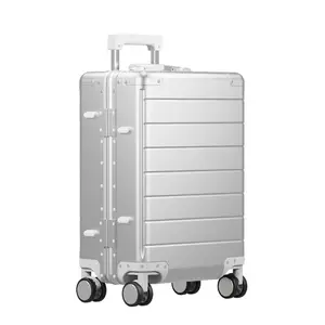 कस्टम नया मैग्नीशियम एल्यूमीनियम मिश्र धातु सामान पहियों के साथ लक्जरी यात्रा ट्रॉली सूटकेस सामान ले जाने के लिए