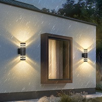 Lámpara de Pared LED Cuadrada y Cilíndrica de Aluminio para Exteriores, Moderna, Impermeable, de Color Negro, para Jardín, Villa, Porche