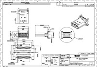 Connecteur femelle USB 3.1 TYPEC TE Tyco 2337857-1, substitut, 24 broches, vertical, SMT, H=12,00 mm