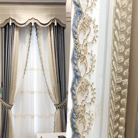 Rideau de porte avec broderie en macramé et dentelle, de haute qualité, romantique royal, rose, gris