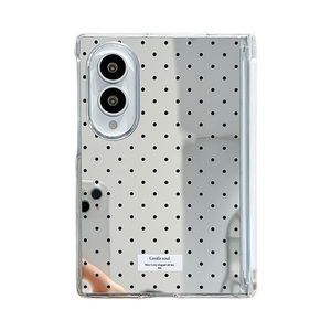 Funda Protectora Transparente de TPU con Diseño de Puntos y Espejo de Maquillaje para Galaxy <span class=keywords><strong>Fold</strong></span> 8 y <span class=keywords><strong>Fold</strong></span> 7, con Cordón de Pulsera de Perlas - Product Image 1