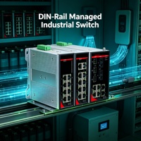 Switch industriel gestionné sur rail DIN, 16 ports RJ45/fibre, SNMP, VLAN, QoS, ERPS, Ring 40/80C, boîtier métallique