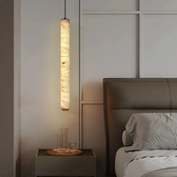 Luminaire suspendu moderne en albâtre à tube long, lampe suspendue linéaire à LED, structure métallique pour îlot de cuisine, salle à manger, décoration intérieure