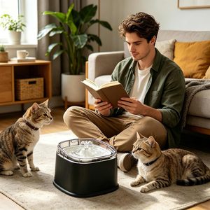 Fontaine à eau automatique pour animaux de compagnie - Distributeur d'eau silencieux en PP pour chiens et chats avec filtre anti-brûlure à sec, anti-éclaboussures et grande capacité - Product Image 4