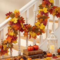 Meilleure Vente Guirlande Artificielle en Soie Feuille d'Érable pour Décoration de Cheminée, Table, Jardinage et Éclairage LED Domestique pour la Fête de Thanksgiving