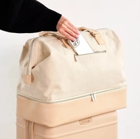Échantillon gratuit unisexe PU toile imperméable voyage sport Gym fourre-tout nuit week-end sac de sport avec compartiment