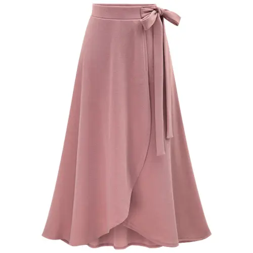 प्लस आकार वसंत गर्मियों में उच्च-waisted स्कर्ट अनियमित भट्ठा के साथ और फीता पोशाक