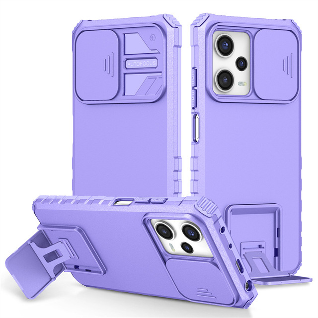 Shockproof Case for Xiaomi Redmi 10 A1 A2 A3 / Note 13 12 11 Pro / Note 10S 11SE Slide Camera Lens Protection Stand Back Cover