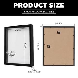 Cadre photo 3D mural en MDF bois noyer noir et blanc personnalisé 2026, profondeur 3CM 5CM, 8x8 16x16 pouces, A3 A4, type boîte à ombre - Product Image 2