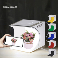 2 Kotak Foto Putih LED Puluz 20cm Kotak Studio Foto USB Dengan 6 Latar Belakang Warna Gratis untuk Fotografi Produk Kecil Kotak Cahaya 1 LED