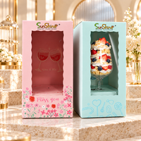 Boîtes à gâteaux en verre à vin personnalisées de haute qualité en gros, emballage en papier avec logo imprimé, boîtes à cupcakes en carton blanc avec fenêtre