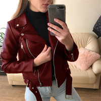 Nouvelle mode veste de motard en cuir PU pour femmes et filles printemps-automne à manches longues veste de motard décontractée à fermeture éclair de couleur unie mince et décontractée