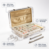 Jeu de Mahjong en Acrylique Transparent Personnalisable – Taille et Style des Tuiles Personnalisables, Marquage OEM, Vente en Gros, Emballage Cadeau – Jeu Américain et Chinois