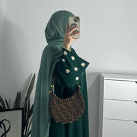 Nouveau Style Robes d'Été Nida pour Femmes, Broderie Florale, Vêtement Islamique, Abaya, Robe Musulmane Modeste