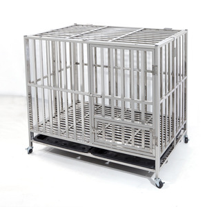 Ağır paslanmaz çelik köpek kafesi kulübesi sandık ve oyun parkı eğitim küçük köpek kapalı açık kapılar ve kilitler ile tasarım - Product Image 4