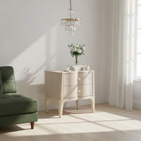 Chevets en bois massif de style moderne français, placage haut de gamme sur mesure, meubles de chambre et de salon, 2 tiroirs, design de panneau unique