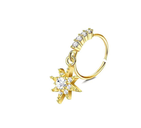 Anting Hidung Model Lingkaran untuk Wanita, Lapis Emas, Berhiaskan CZ, untuk Tindik Hidung, Septum, Daith, Tragus, Helix, Bibir, Perhiasan Tindik